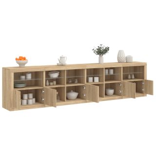 puhvetkapp LED-tuledega, Sonoma tamm, 283 x 37 x 67 cm