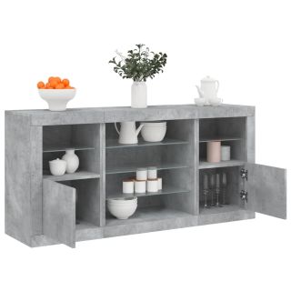 puhvetkapp LED-tulega, betoonhall, 142,5 x 37 x 67 cm