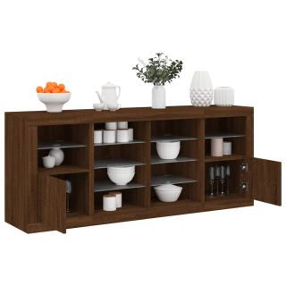 puhvetkapp LED-tuledega, pruun tamm, 163 x 37 x 67 cm