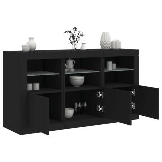 puhvetkapp LED-tulega, must, 123 x 37 x 67 cm