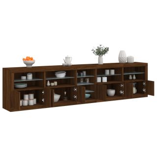 puhvetkapp LED-tuledega, pruun tamm, 283 x 37 x 67 cm