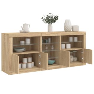 puhvetkapp LED-tuledega, Sonoma tamm, 181,5 x 37 x 67 cm