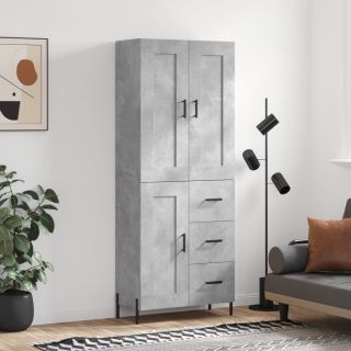 kõrge kapp, betoonhall, 69,5 x 34 x 180 cm,tehispuit