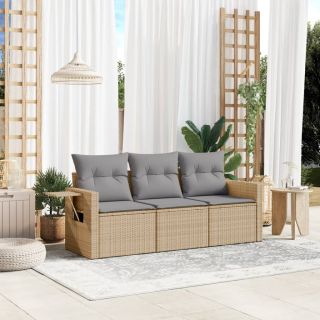 3-osaline aiadiivani komplekt patjadega, beež, polürotang