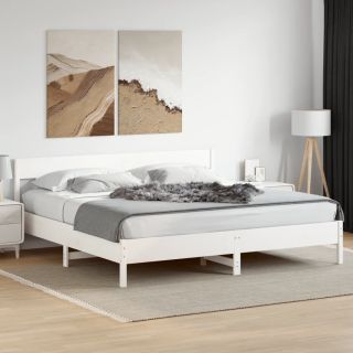 voodiraam ilma madratsita, valge, 200 x 200 cm, männipuit