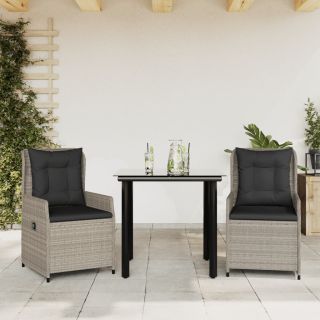 3-osaline aiamööbli komplekt patjadega, helehall, polürotang