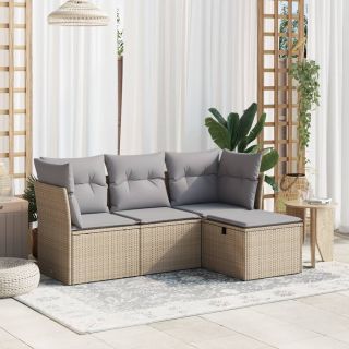 4-osaline aiadiivani komplekt patjadega, beež, polürotang
