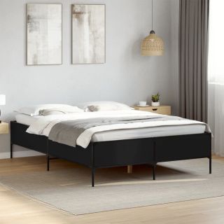 voodiraam, must, 135 x 190 cm, tehispuit ja metall