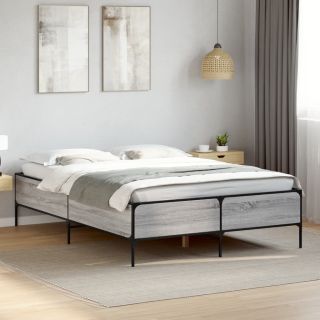 voodiraam, hall Sonoma tamm, 135 x 190 cm, tehispuit ja metall
