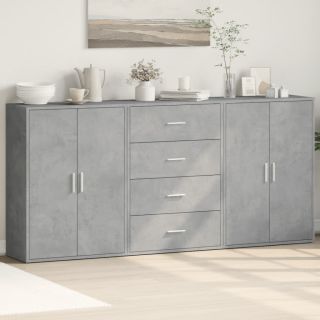 Боковины 3 шт., бетонно-серый, 60 x 31 x 84 см, искусственное дерево