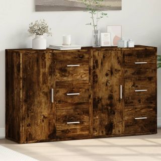 puhvetkapid 2 tk, suitsutatud tamm, 60 x 31 x 70 cm, tehispuit