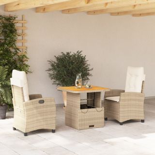 3-osaline aiamööbli komplekt patjadega, beež, polürotang