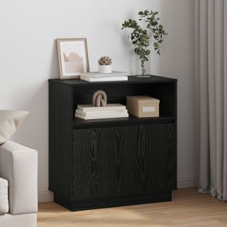LED-iga kõrged kapp Must tamme 71x34,5x75 cm Tehispuit
