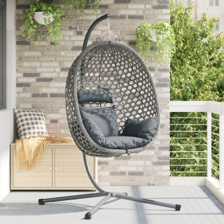 riputav muna tool käru koos standiga hall polü rattan