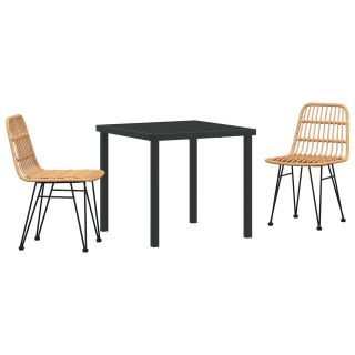 3-osaline aianduse komplekt pruun polü rattan