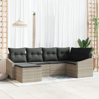 6-osaline aiatoitlustuskomplekt padjadega, helehall polürotang