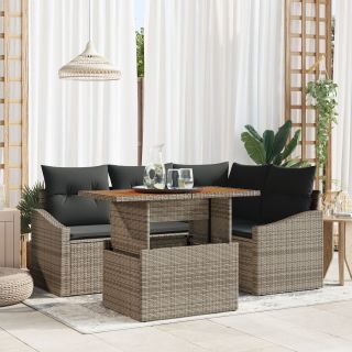 5-osaline aia söögikomplekt koos padjadega hall polü rattan acacia