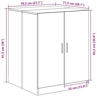 Pesumasinajakapp Must Tammes 70,5x71,5x91,5 cm Töödeldud Puit