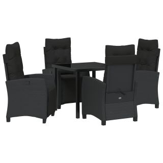 5-osaline Aia Einestamis Komplekt Must Polü Rattan