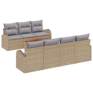 8-osaline aiadiivanikomplekt patjadega beež polü rattan akatsia,2-kohaline aia diivan hoiuruumi ja patjadega beež polü rattan