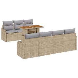8-osaline aia diivanikomplekt padjadega beež polü rattan,2-kohaline aia diivan hoiuruumiga ja padjadega beež polü rattan