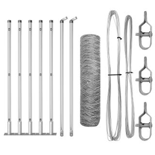 kuusnurga aed 0.6x10 m Galvaniseeritud teras,aia postid alusplaatidega 7 tk Ø32mm 70cm galvaniseeritud teras