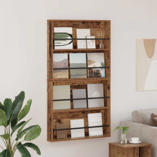 Ajakirja riiul 2 pcs Vana puit 80 x 12 x 70 cm Tehispuit