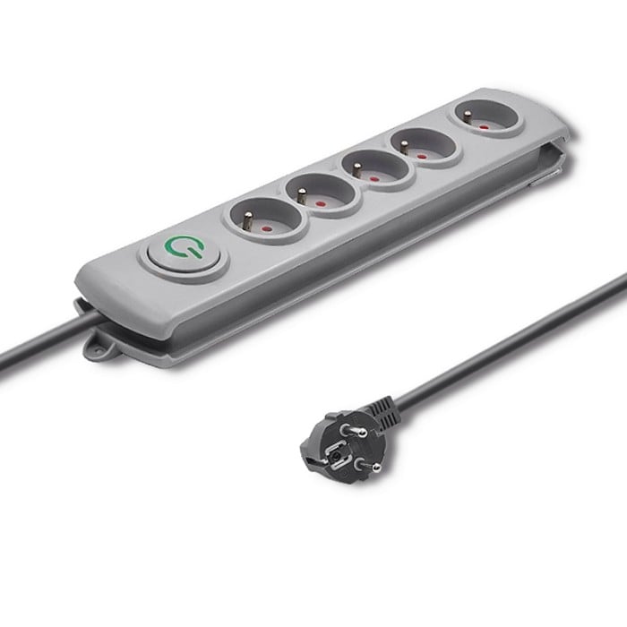 Qoltec Surge protector | 5 sockets | 1.8m | Grey