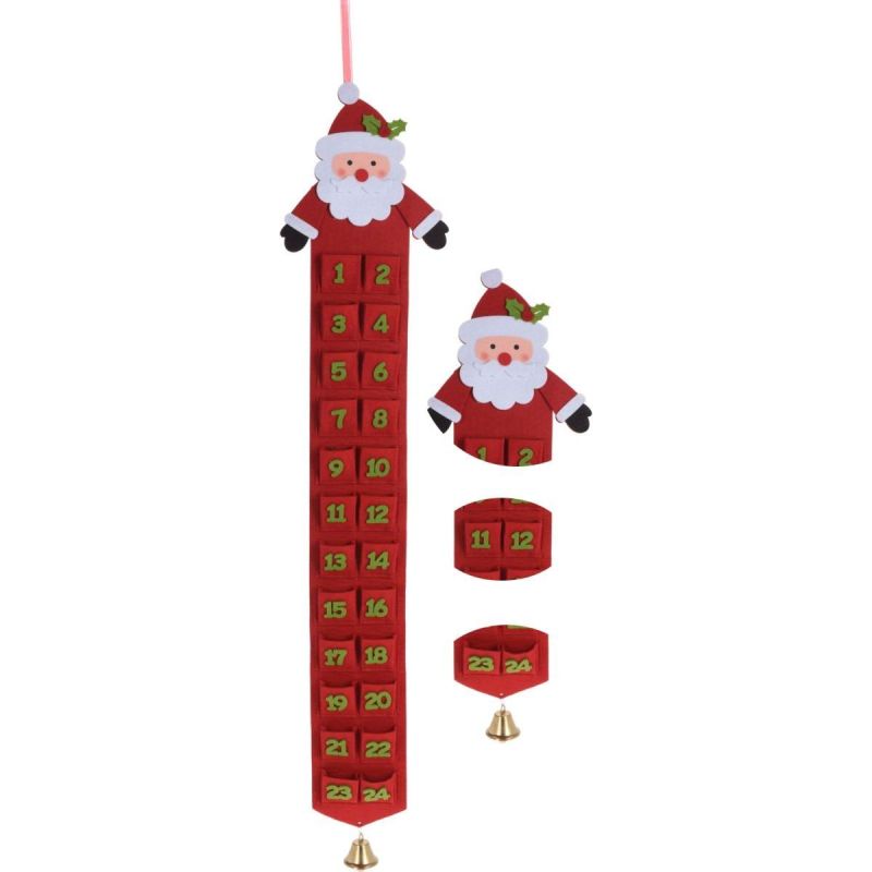 RED FELT ADVENT CALENDAR SANTA CLAUS