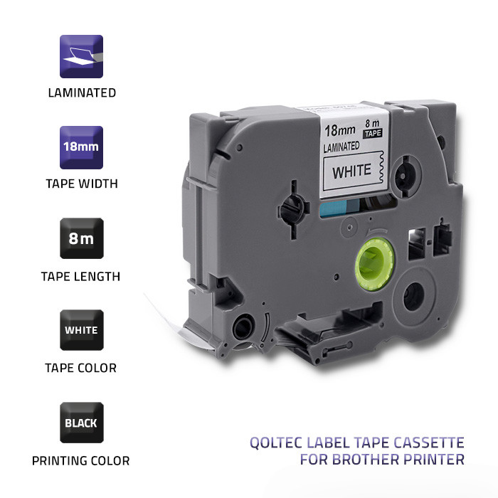 Qoltec Tape for BROTHER TZ2-241 | 18mm x 8m | White/ Black print