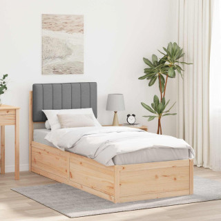 Voodiraam Pehme Peatoega peaga Helehall 75 x 190 cm Tahke mänd