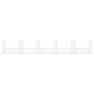 U-образная габионная корзина с 6 столбами, сталь, 620x20x100 см