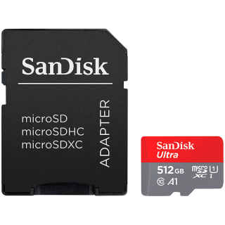 SanDisk Ultra microSDXC 512GB + SD Adapter 150MB/s A1 Class 10 UHS-I