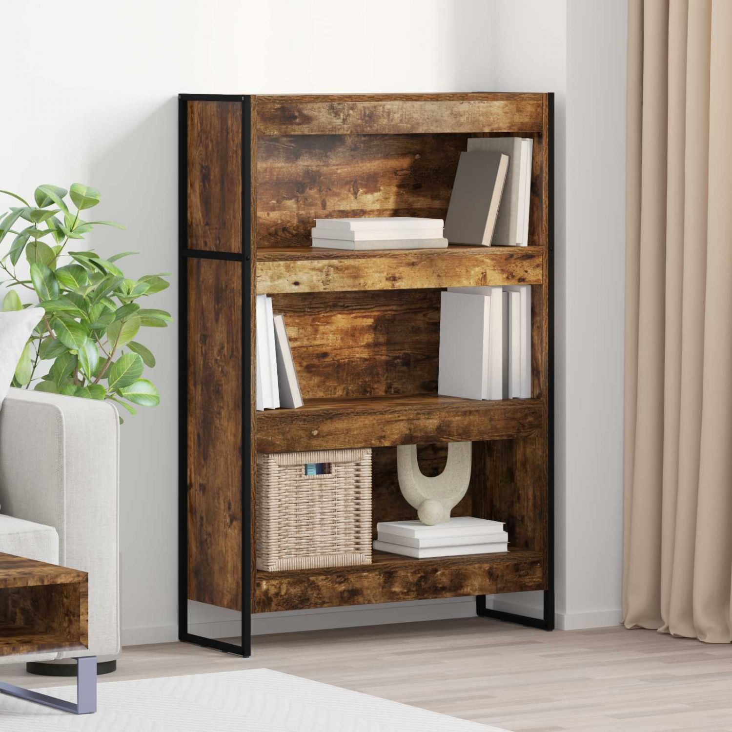 Raamaturiiul Suitsu tamm 80 x 30 x 155 cm Tehispuit