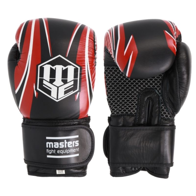 RBT-5A leather boxing gloves black and red