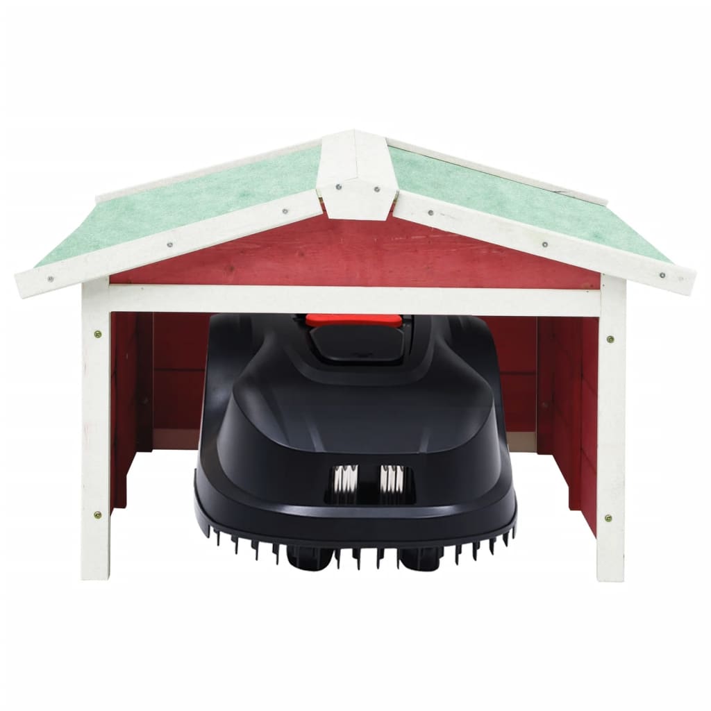 robotniiduki garaaž, 72x87x50 cm, punane ja valge, kuusepuit