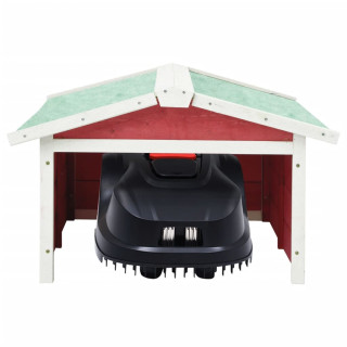 Гараж для роботизированной газонокосилки, 72x87x50 см, красный и белый, еловая древесина