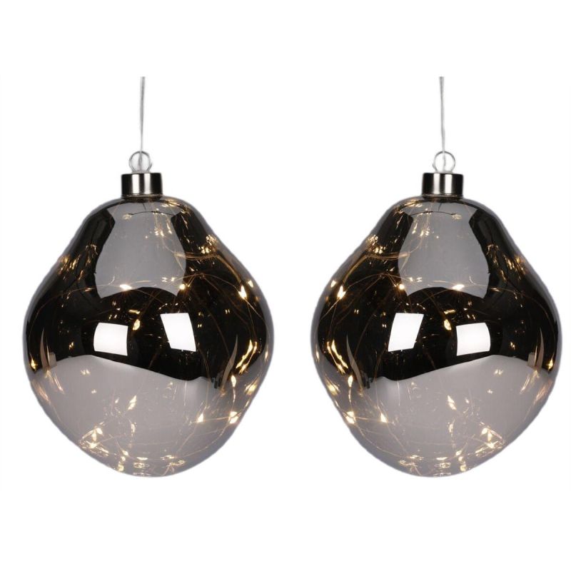 GLASS DROP MATRIX BALL 2 PCS LED 12 CM ANTHRACITE