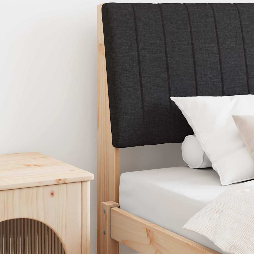 Polsterdatud voodiots Must 100 cm Tahke mänd