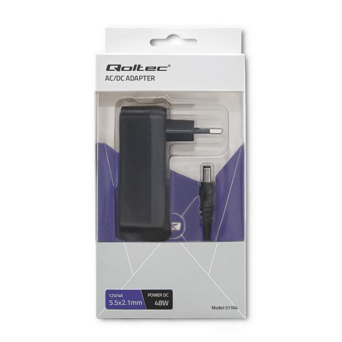 Сетевой адаптер Qoltec 48W | 12V | 4A | 5.5*2.1