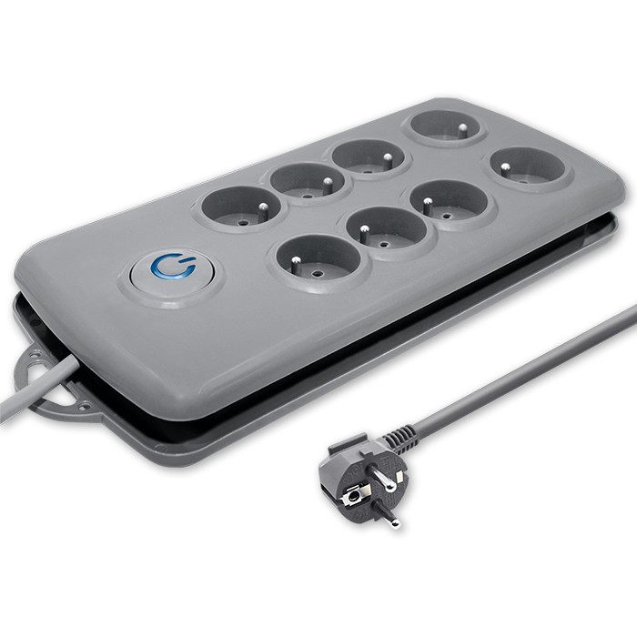 Qoltec Surge protector | 8 sockets | 2.5m | Grey
