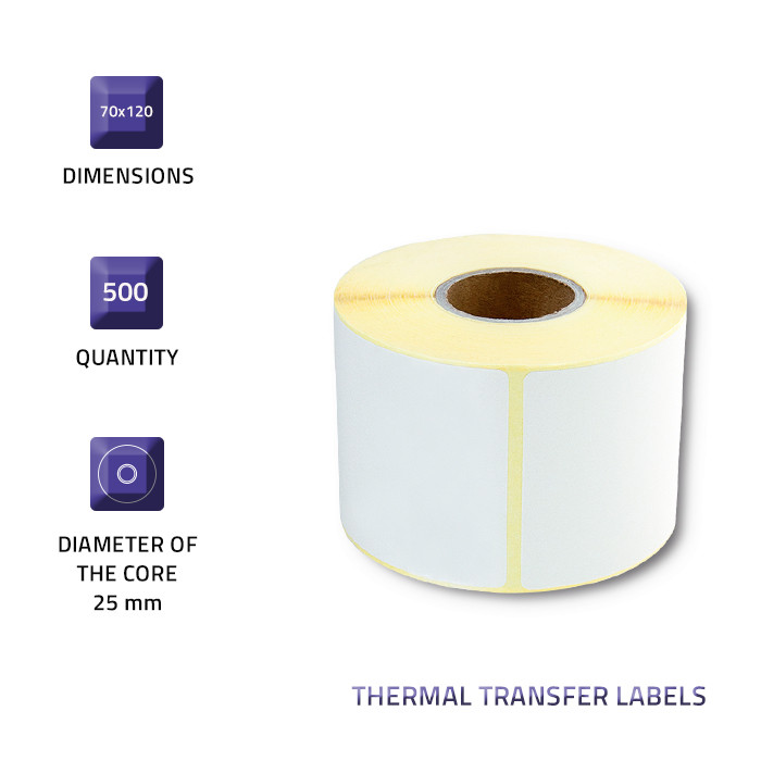 Qoltec Thermal transfer labels 70 x 120 | 500 labels