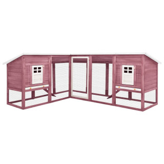 Уличный кроличий вольер с беговой зоной, коричневый, белый, ель