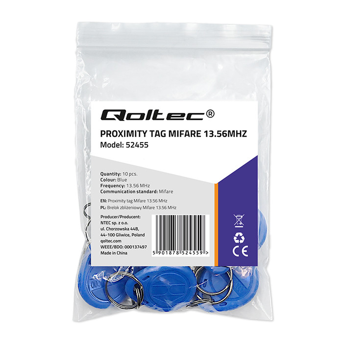 Qoltec Mifare 13.56 MHz proximity tag | 10pcs.