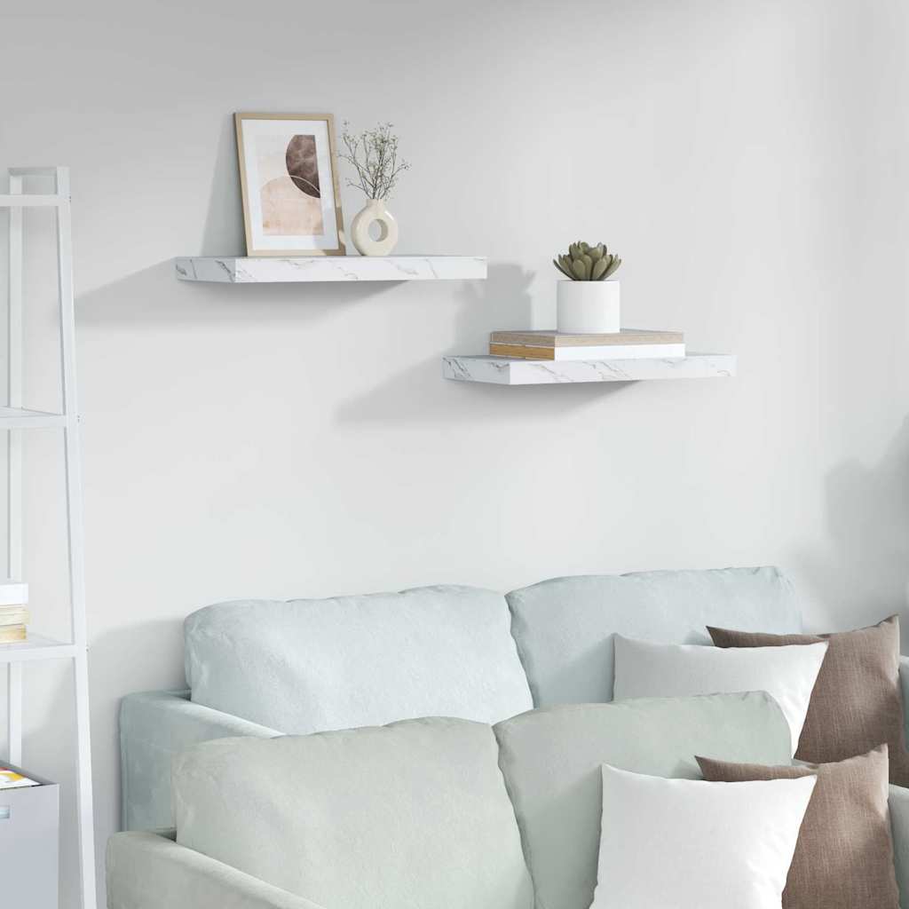 Seinariiul 2 pcs Valge Marmor 50 x 23,5 x 4 cm Tehispuit