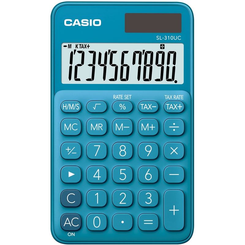CASIO POCKET CALCULATOR SL-310UC-BU BLUE, 10-DIGITAL DISPLAY