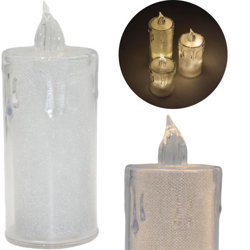 DECORATIVE CANDLE 12.5 CM TRANSPARENT WARM WHITE 1 LED