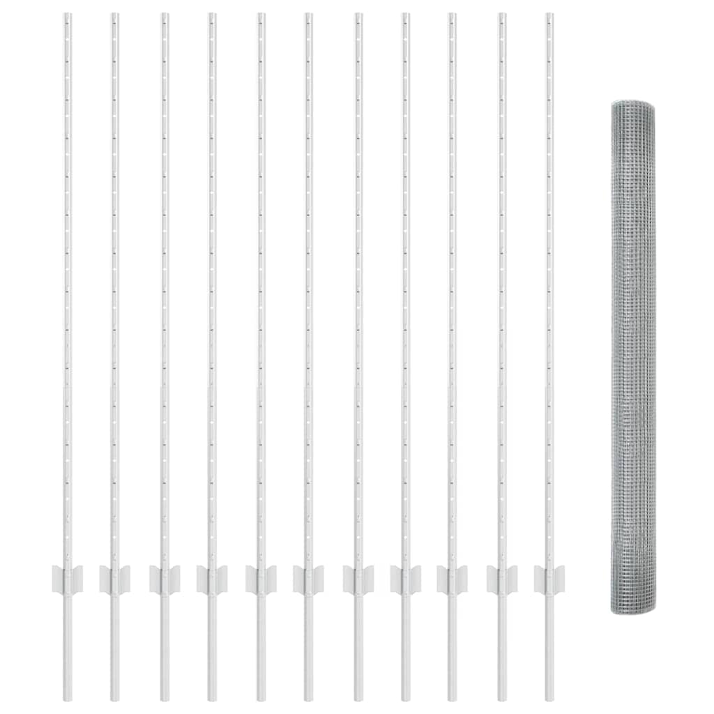 Aed koos postidega Hõbedane 1.4 x 25 m Teras