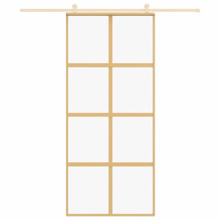 раздвижная дверь, золото, 90x205 см, прозрачное стекло ESG и алюминий