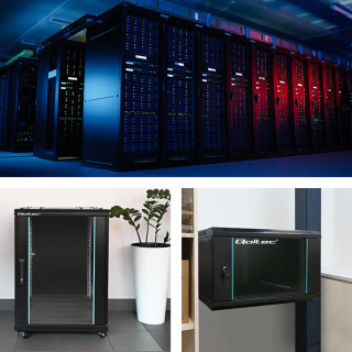 Qoltec RACK Cabinet 19" | 9U | 600 x 500 x 450 | Tempered doors | Hanging | Steel case | Lock | Grey